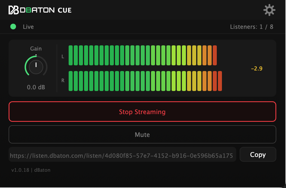 CUE showing one connected listener