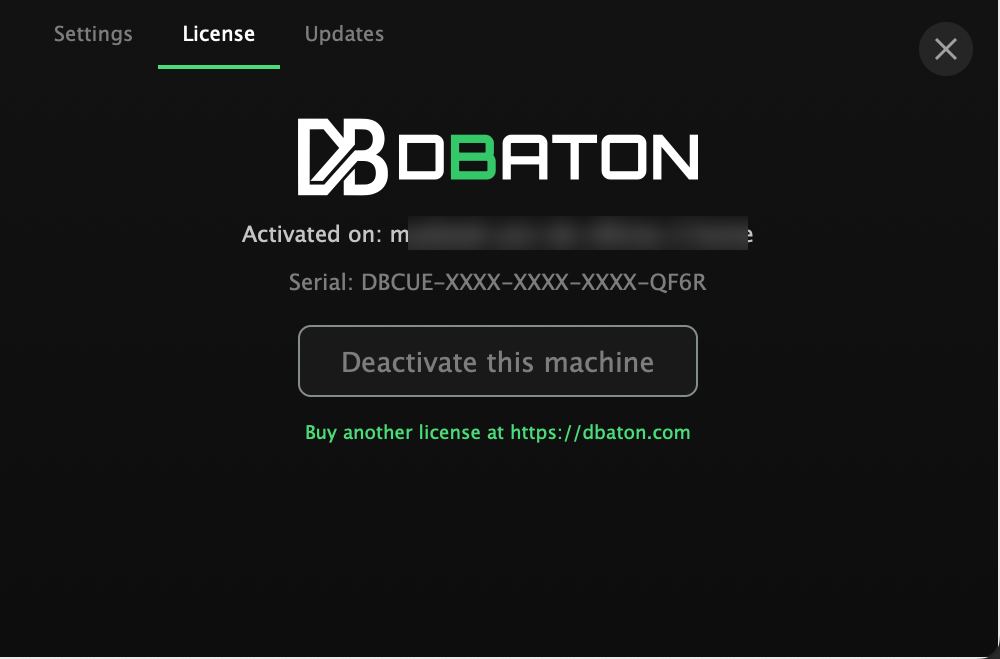 CUE license tab